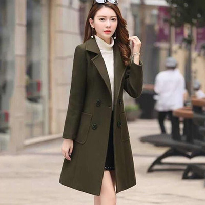 Áo Khoác Len Phong Cách Hàn Quốc Slim Fit Thời Trang Dài Eo Áo Len Nữ