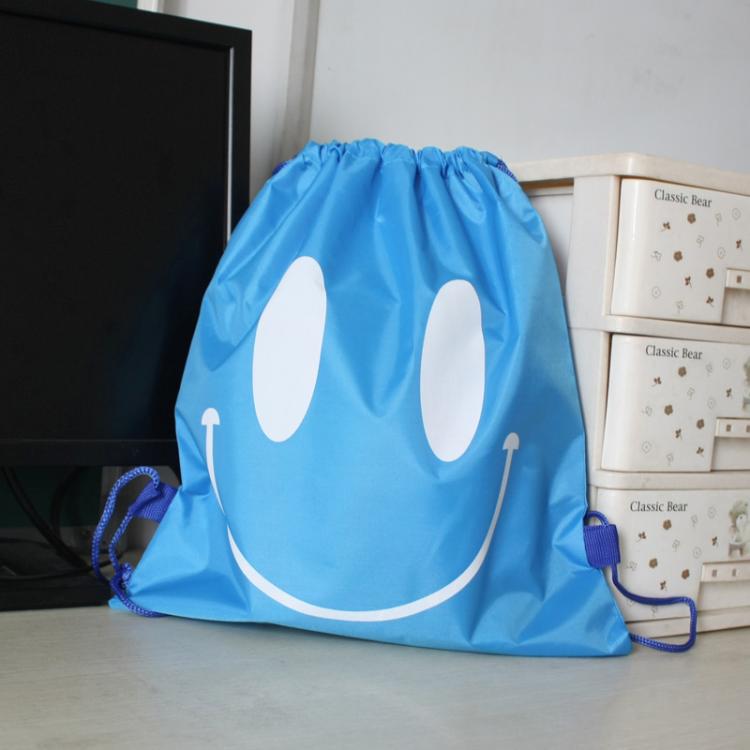 涤纶束口袋 双肩笑脸购物包 旅行登山易携带小背包可印LOGO
