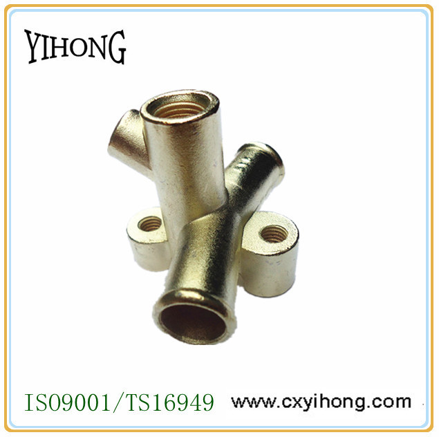 厂家加工锌合金压铸件汽车刹车油管铜三通接头等径内螺纹接头