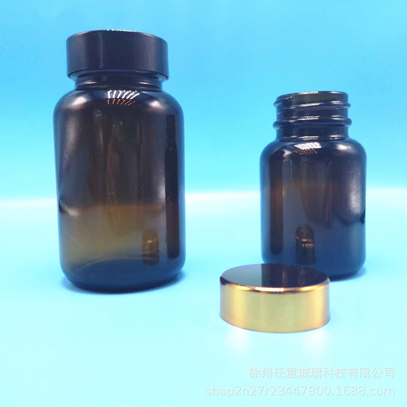 玻璃药瓶150ml 棕色胶囊瓶药片包装瓶 广口玻璃药瓶 医用保健药瓶