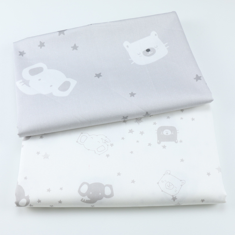60支长绒棉纯棉布 韩版卡通猫咪大象星星布料 宝宝包被全棉斜纹布