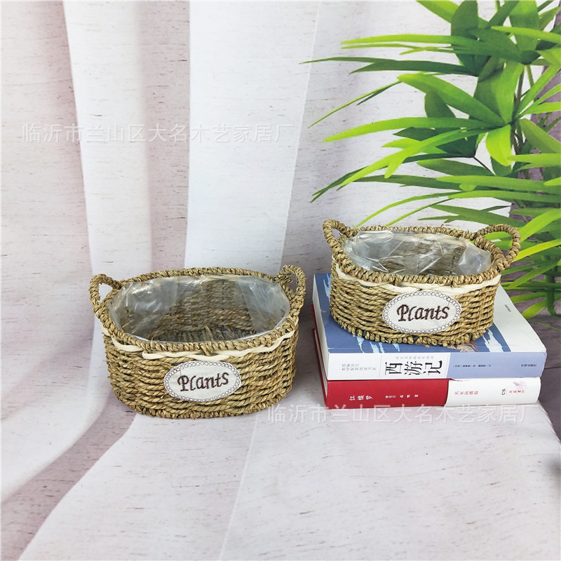 Maceta Tejida de Rattán con Asa – Ideal para Suculentas, Decoración o como Cesta de Frutas