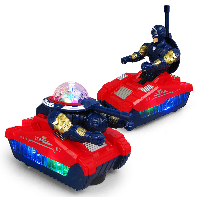 Carro de deformación universal eléctrico para niños Tanque de deformación giratorio de 360 grados Coche de juguete de música ligera image 1