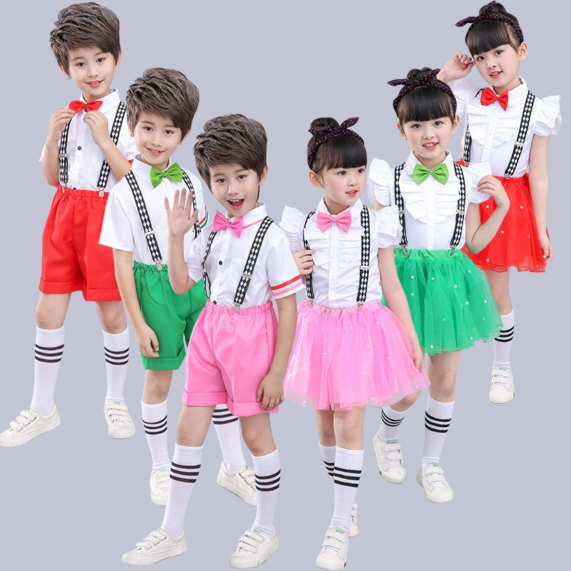 1 июня Детский костюм Новое платье для хора Платье принцессы Платье для выпускного для детского сада Подтяжки для мальчиков и девочек Одежда для выступлений