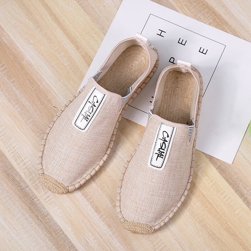 Cross-Border Men's Shoes, Hemp Rope Straw Woven Espadrilles, Breathable Canvas Shoes, Men's Casual Linen Shoes, Shock-Absorbing, Durable Slip-On Shoes