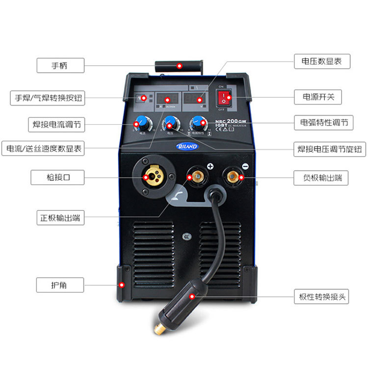 Máquina de soldadura NBC-200/250/300GW de dióxido de carbono, blindada e integrada, 220V, de fábrica Ruiling