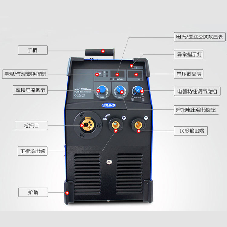Máquina de soldadura NBC-200/250/300GW de dióxido de carbono, blindada e integrada, 220V, de fábrica Ruiling