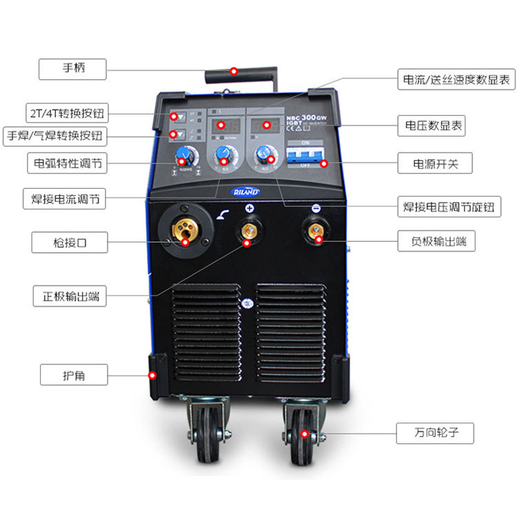 Máquina de soldadura NBC-200/250/300GW de dióxido de carbono, blindada e integrada, 220V, de fábrica Ruiling