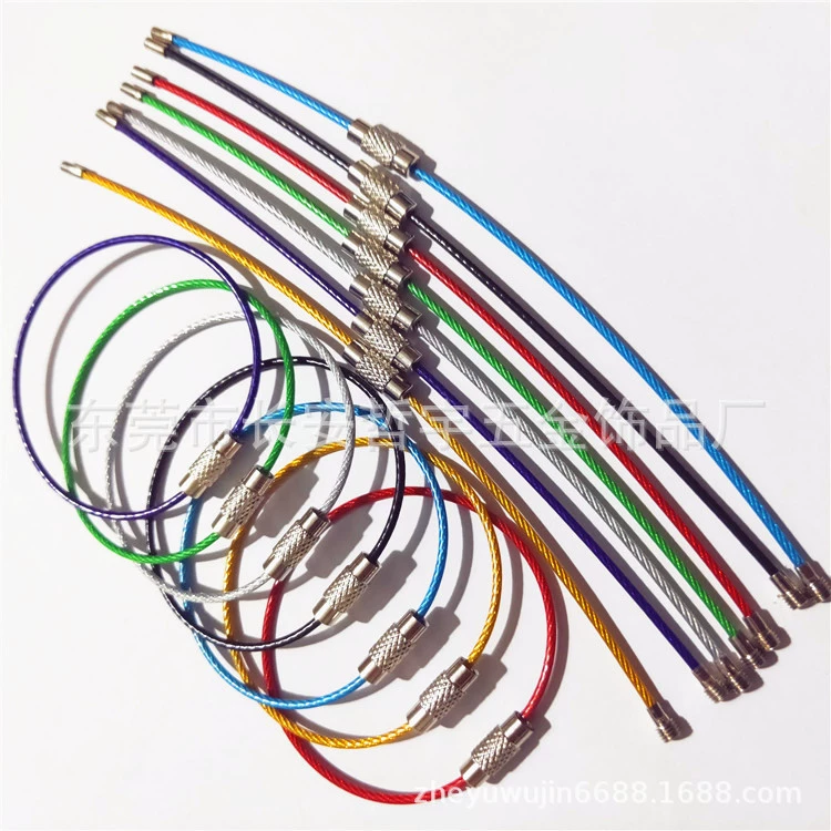 Поставка цвета с покрытием стальной трос различные спецификации ПВХ нейлон стальной проволоки кулон простой брелок тег пряжка