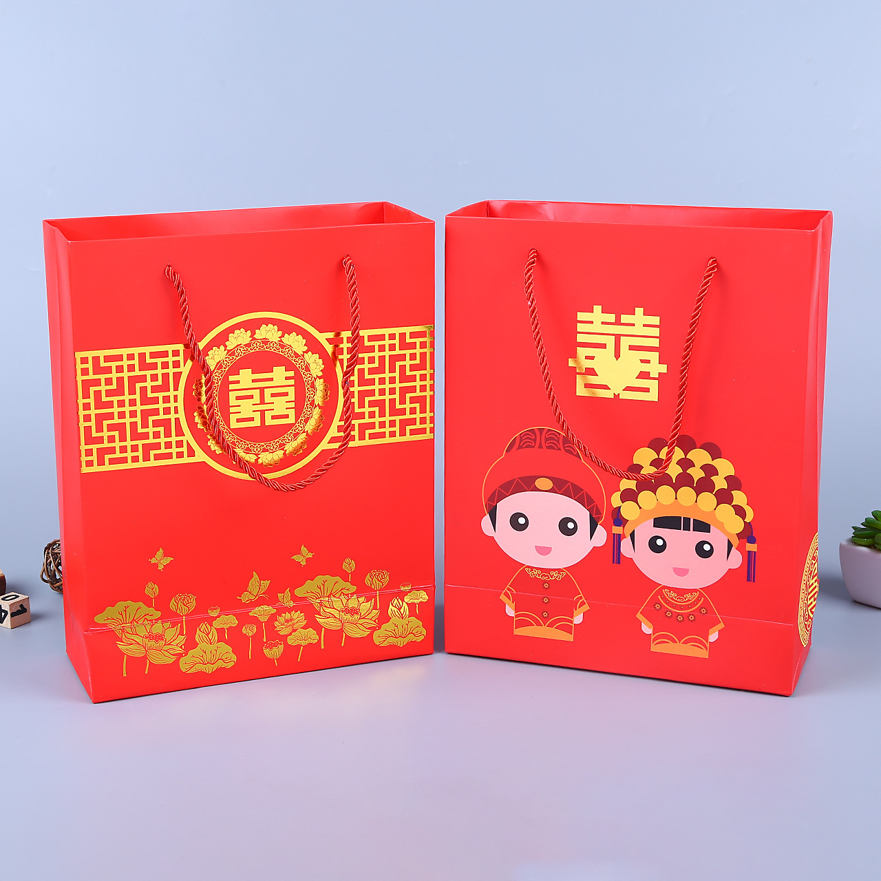 厂家直销中国婚庆礼品袋 创意喜糖袋子 结婚回礼袋 婚礼手提袋