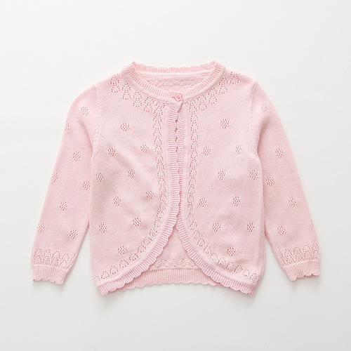 A dropshipping Korean style children's one-button shawl, girls' knitted sweater, cardigan, children's coat, children's clothing, thin summer