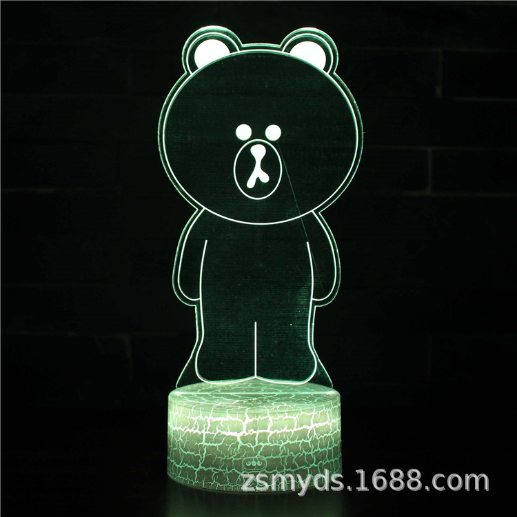 Lámpara 3D de la Serie Oso Amoroso de Dibujos Animados, Lámpara Nocturna Creativa LED, Lámpara Visual, Regalo de San Valentín, Lámpara de Mesa con Proyección