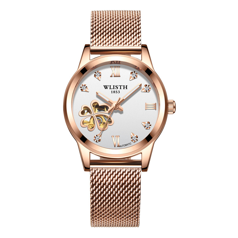 Wallace fashion petty bourgeoisie women's watch hollow-out automatic mechanical watch Korean version steel band watch student women's watch wholesale