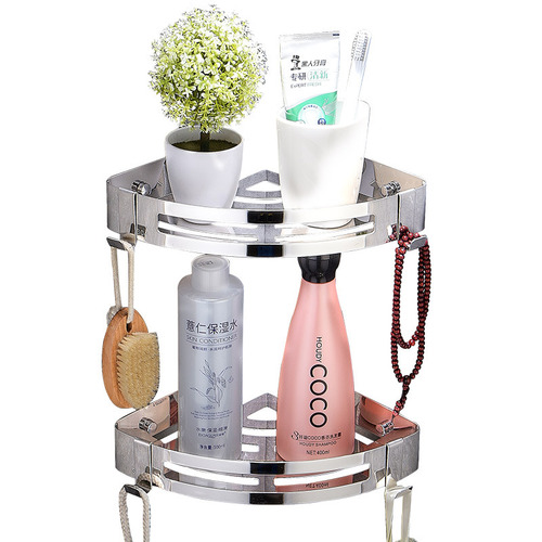 No-drill stainless steel bathroom toilet wall corner shelf triangular basket kitchen storage rack 