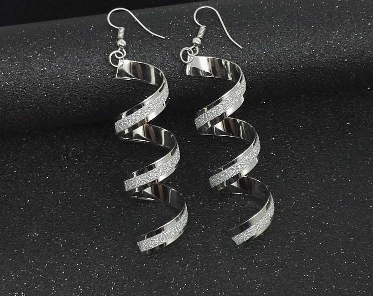 Earrings — European punk style, metallic twists and drops, gold/silver/black, lightweight