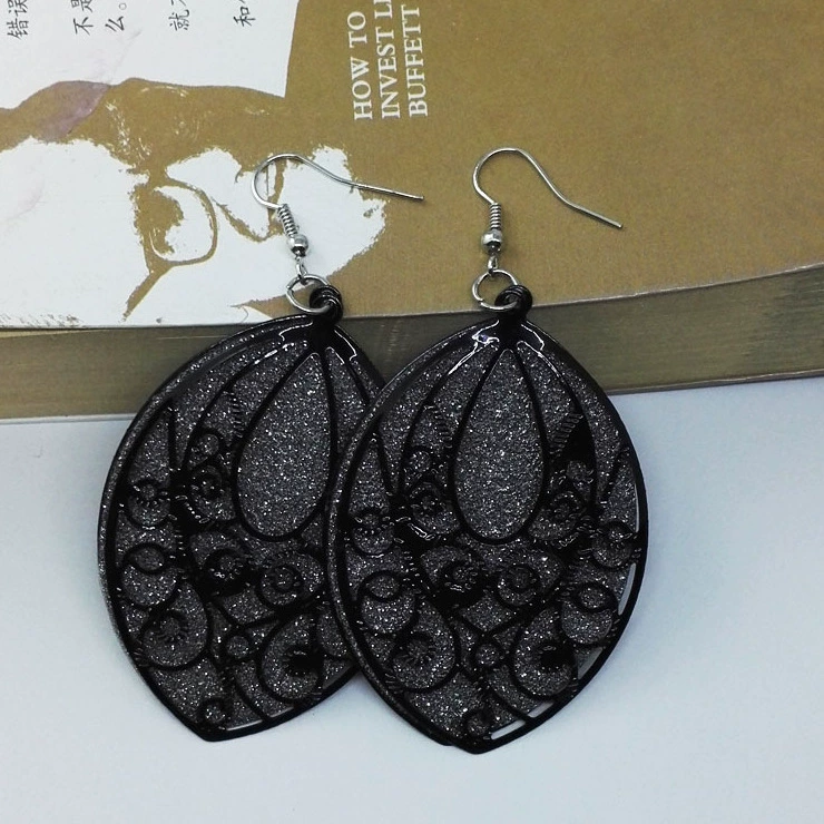 Earrings — European punk style, metallic twists and drops, gold/silver/black, lightweight