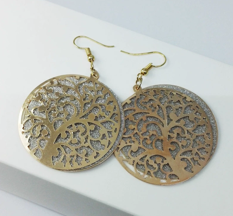 Earrings — European punk style, metallic twists and drops, gold/silver/black, lightweight