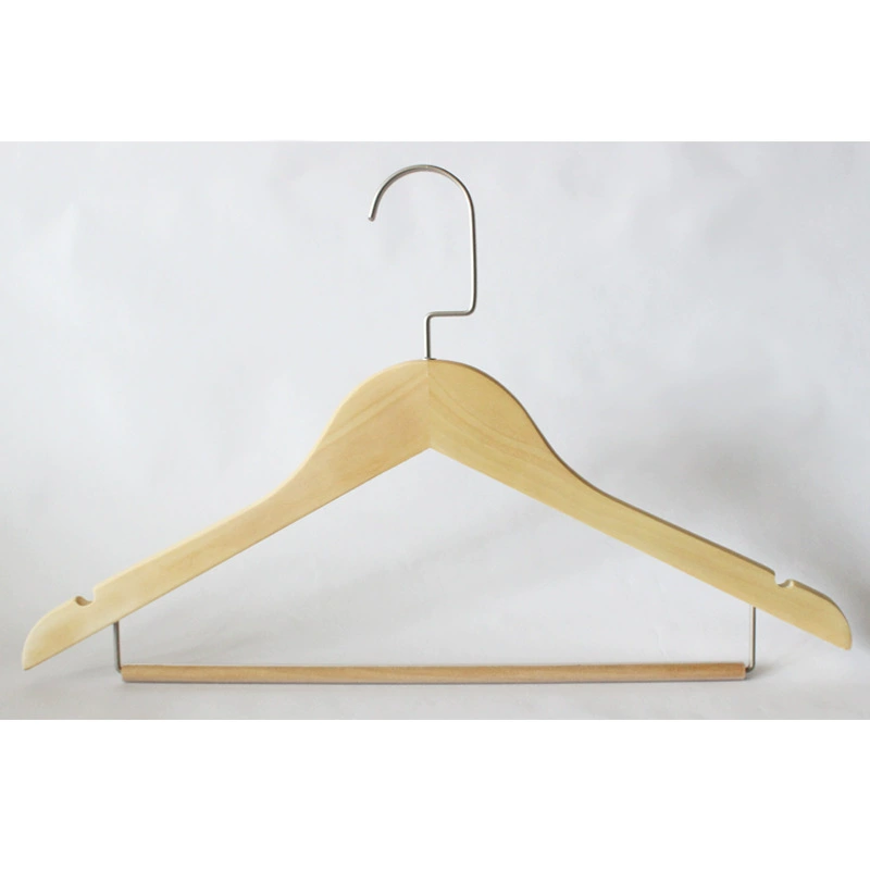 Wood Hanger (Guilin Ruisen) 42 cm — Natural Wood, With or Without Trouser Bar