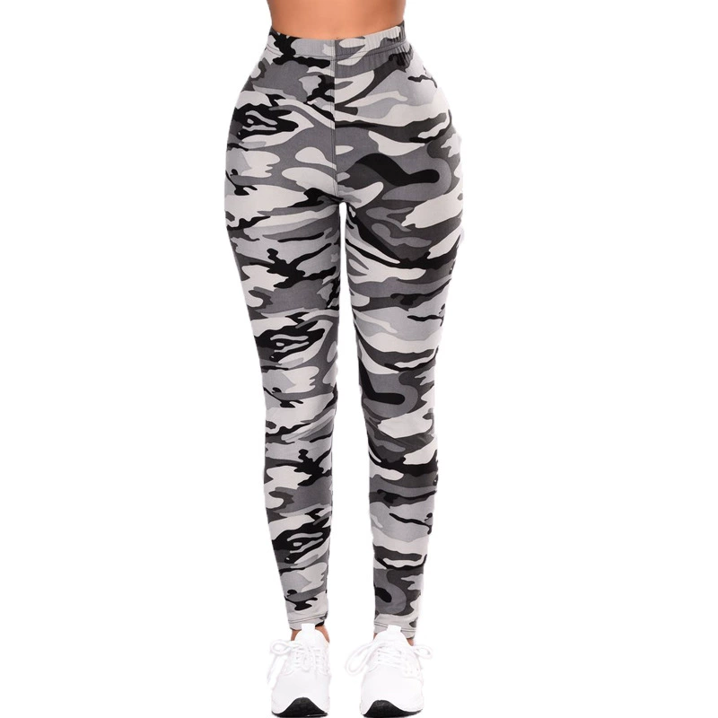 Брюки-леггинсы в камуфляжном стиле Camouflage, повседневные, большой размер