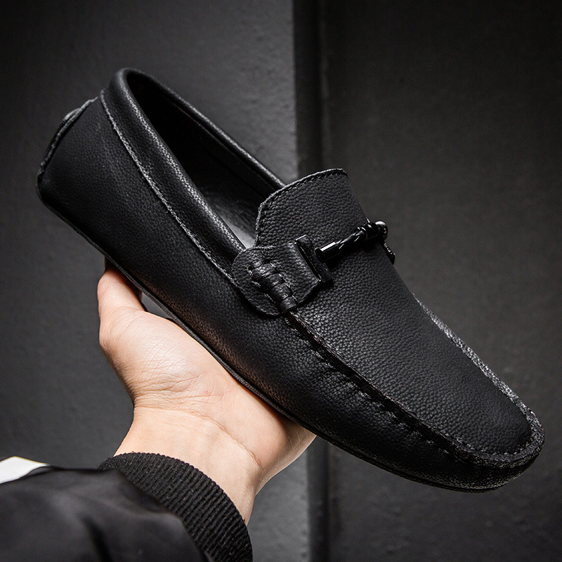 Demi-season extra large leather slip-ons