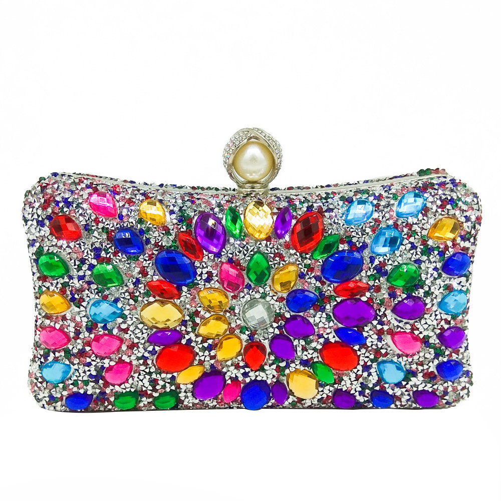 Bolso de embrague FGG popular europeo y americano bolsa de banquete color rhinestone bolso de noche bolso de embrague de las mujeres bolso de boda