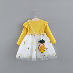 268 Kids' Clothing Dropshipping: New Spring/Fall Collection — Girls' Pineapple-Print Crossbody Bag with Mesh Patchwork Dress, Plus a Free Bag!
