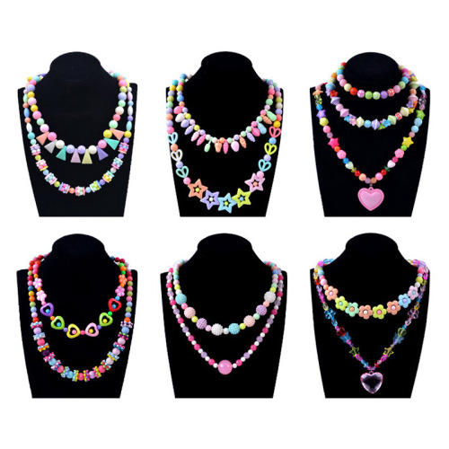 Yiwu dropshipping creative children's beaded toy set girls diy handmade educational bead necklace wholesale