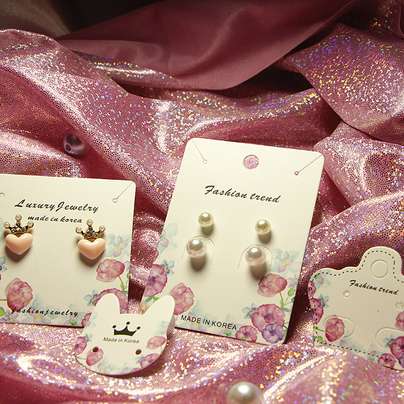 现货饰品耳环耳钉卡片包装耳钉卡纸发夹项链耳夹卡纸包装加印制作