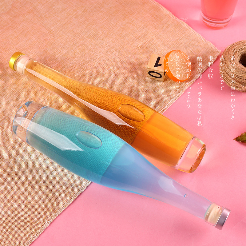 现货高宽冰酒瓶375ml500m创意玻璃酒瓶透明晶白料保龄球酒瓶