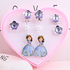 Children's earrings, ear clips, gift box, jewelry, cute decorations for princess with tassels, no pierced ears, Korean style