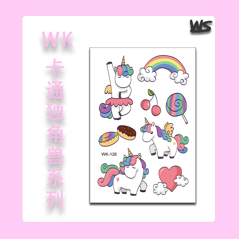 Tatuajes Temporales Infantiles de Unicornio y Sirena Papel de Transferencia de Agua Multicolor para Niños