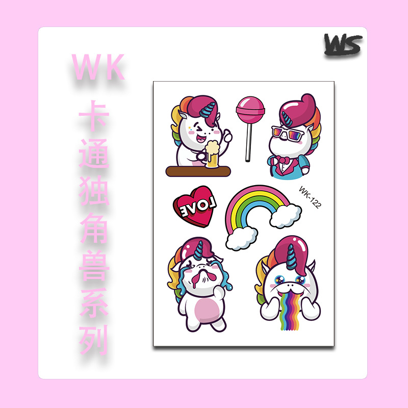 Tatuajes Temporales Infantiles de Unicornio y Sirena Papel de Transferencia de Agua Multicolor para Niños