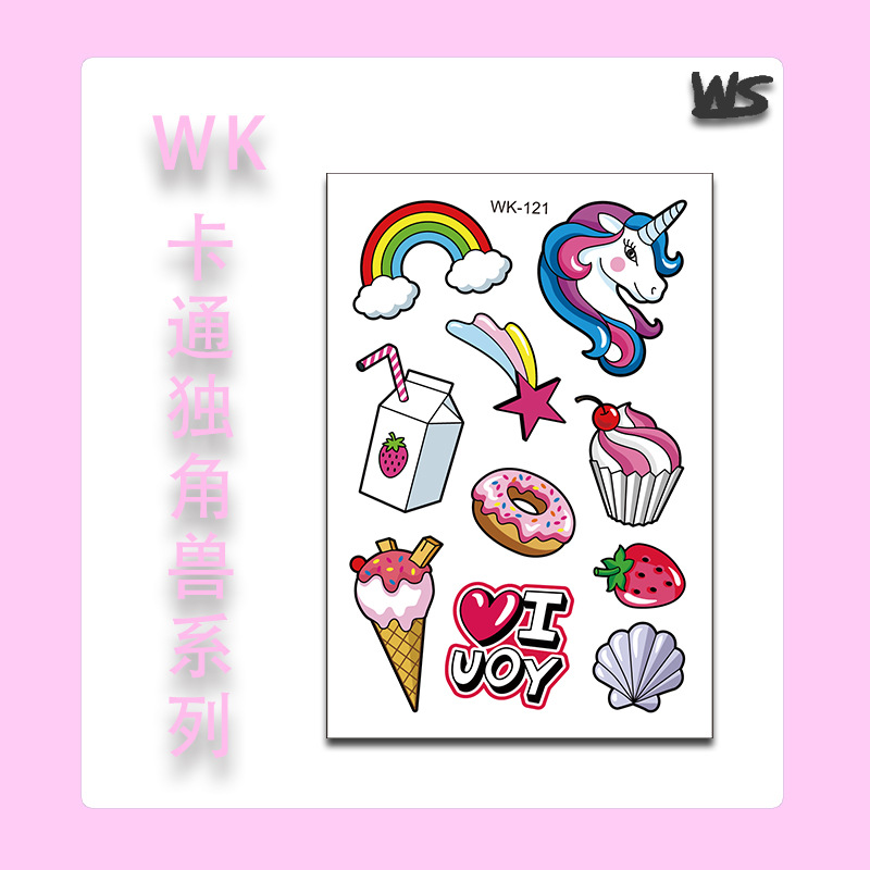 Tatuajes Temporales Infantiles de Unicornio y Sirena Papel de Transferencia de Agua Multicolor para Niños