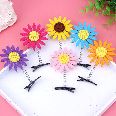 Sell cute yellow duck ear clips, heart rabbit spring clips, push peach heart yellow chick headbands, plush hair clips wholesale