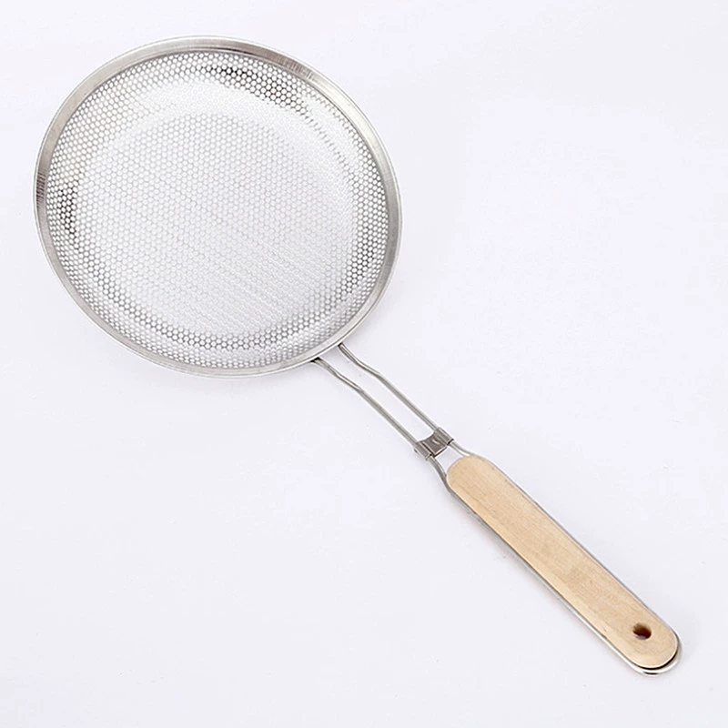 Wood -handed colander Homorph Magnetic Stainless Steel Spicy Steel Spicy Spicy Spicy Turbone Rice Loos Leak Powder Sour Powder Powder Network