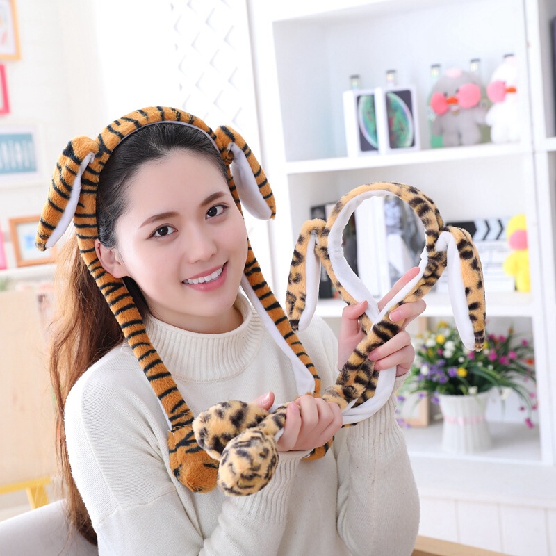 Tiger and Leopard Headbands with Moving Ears, Photo Props That Move When You Pinch the Ears, Airbag Headbands That Can Be Customized