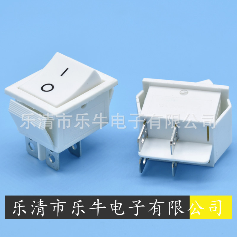 白色船型开关KCD4 4脚白色翘板开关16A白色电源开关 白色电器开关