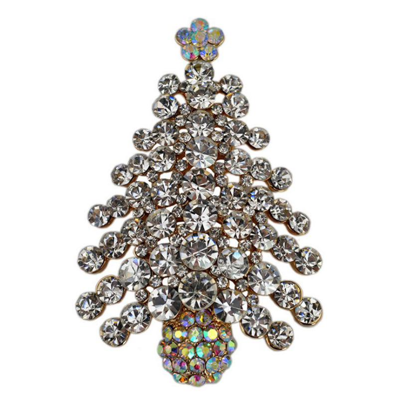 Europa y América rhinestone árbol de Navidad ramillete joyería creativa regalo broche Ventas Directas la fábrica