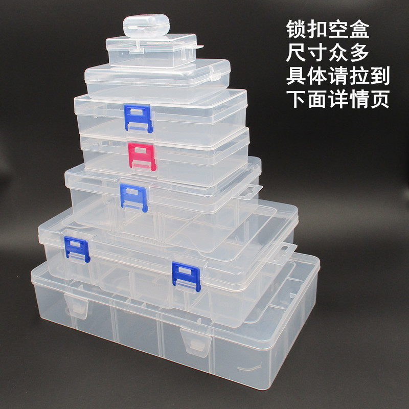 Transparent Rectangular Plastic Lock Buckle Empty Box Sample Box with Components Packaging Box Tool Mask Storage Box