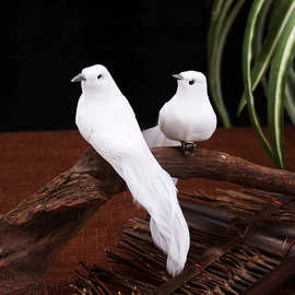 圣诞羽毛鸟园艺装饰 小鸟泡沫白鸽景观 仿生工艺鸽子装饰品摆件