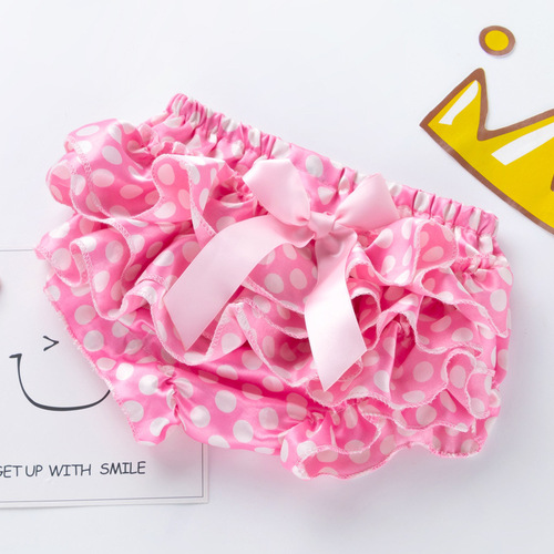 Cross-border baby girl lotus leaf edge PP pants baby girl butterfly knot chiffon triangle shorts multi-color children's pleated skirt pants