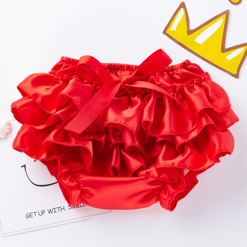 Cross-border baby girl lotus leaf edge PP pants baby girl butterfly knot chiffon triangle shorts multi-color children's pleated skirt pants