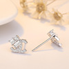 巧兰轩 Trend fashionable silver needle, elegant golden earrings with letters, silver 925 sample, pink gold