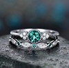 Fashionable zirconium, set, ring with stone emerald, accessory, wish, micro incrustation