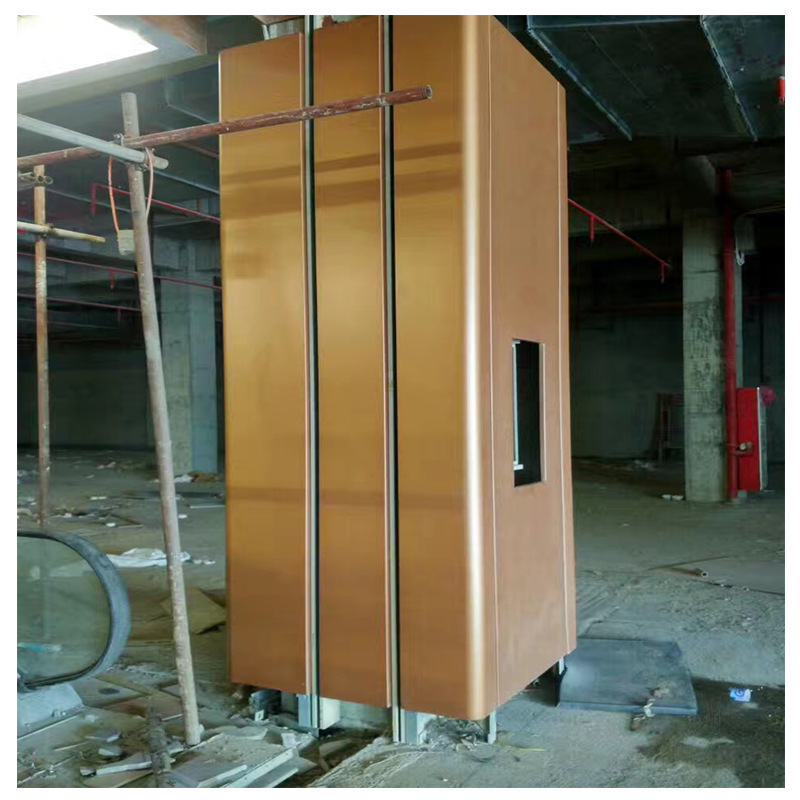 室内圆弧木纹包柱板  超市商场木纹包柱铝单板