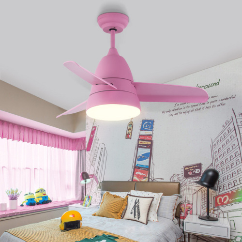 Children's room ceiling fan lamp, restaurant small dragonfly macaron bedroom Bluetooth color kindergarten electric fan lamp Xiaomi love