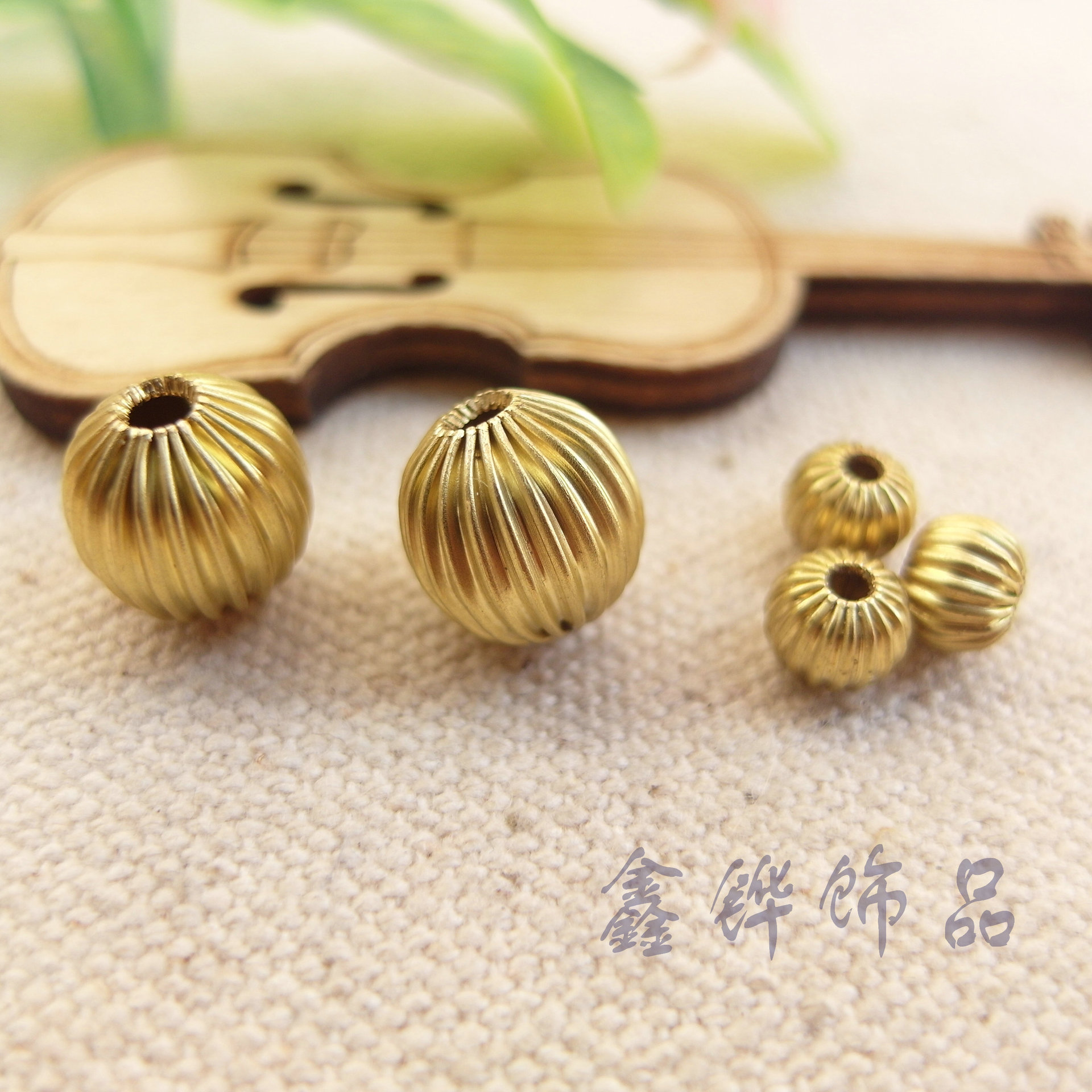 发髻头饰服饰箱包灯笼珠黄铜西瓜珠南瓜圆隔珠竖纹串珠条纹珠