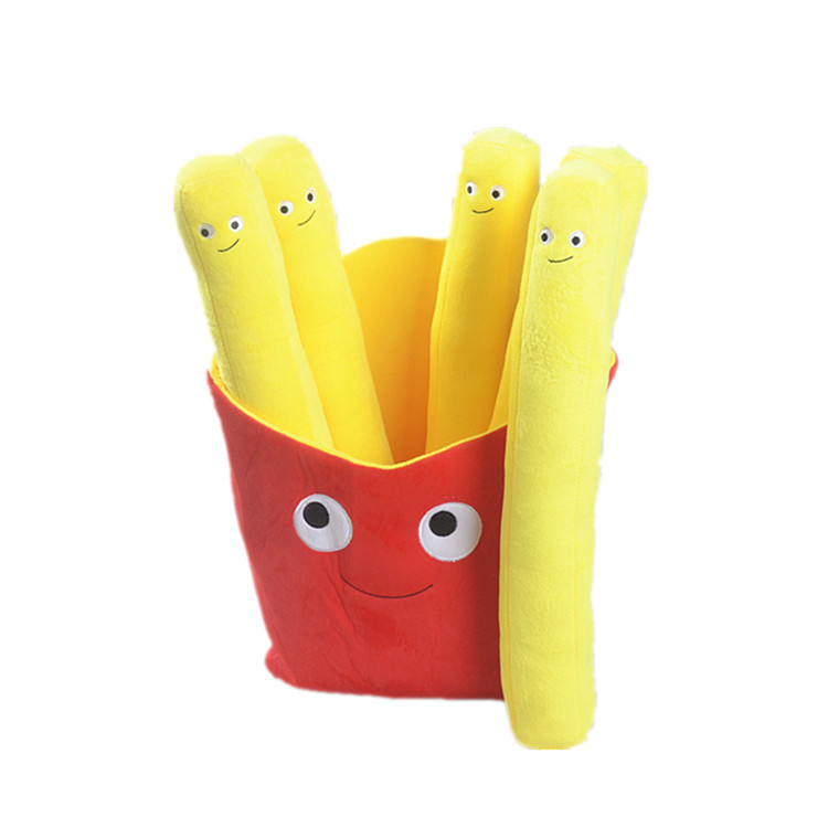 Procesamiento de simulación de papas fritas muñecos de felpa niños niñas bocadillos divertidos almohada restaurante decoración del hogar logotipo personalizado