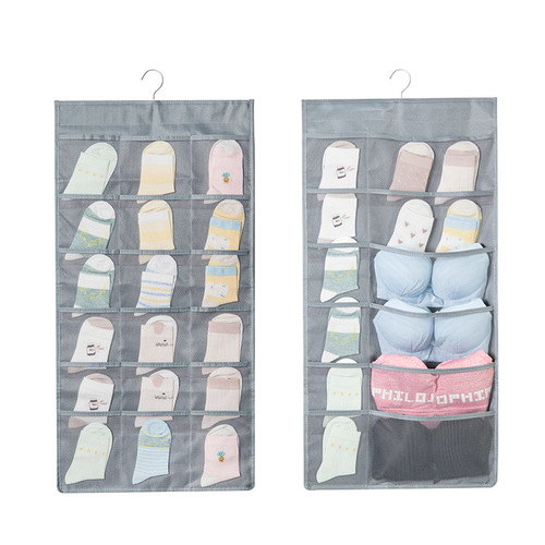 New storage hanging bag Oxford cloth wall-mounted dormitory double-sided underwear socks bra storage 15 grid 30 grid hanging bag