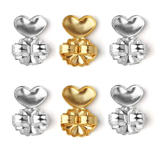Silver earring auxiliary S925 sterling silver earring lifter earrings anti-sagging European and American TV heart-shaped support ear plugs
